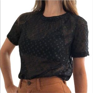 🎄Madewell • Sheer Sparkly Spot Blouse • S